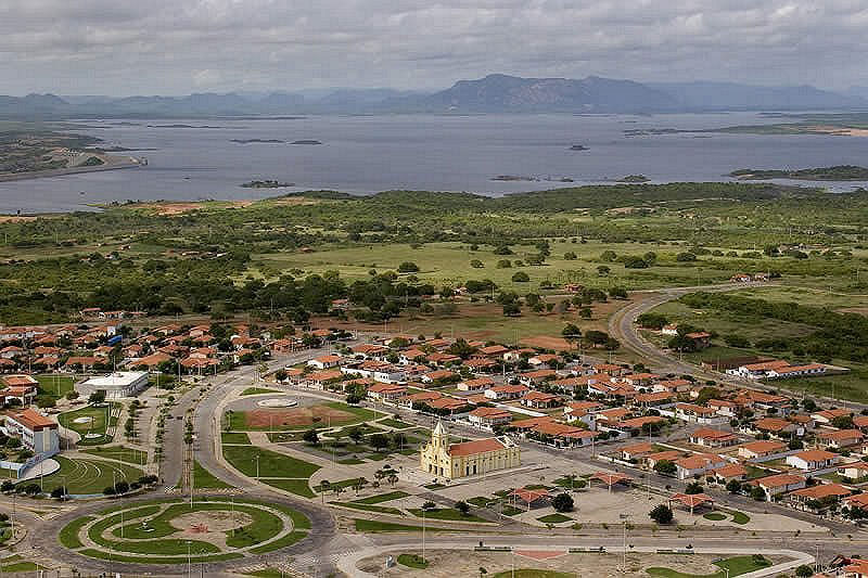 Visão área da cidade de Jaguaribara no Ceará
