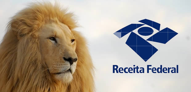 Logotipo da Receita Federal e imagem de um leão